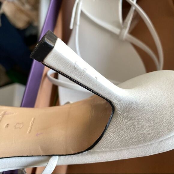 Studio Amelia Crossfront 70 Heels shoes white strappy wedding party Revolve 9 - Picture 15 of 16